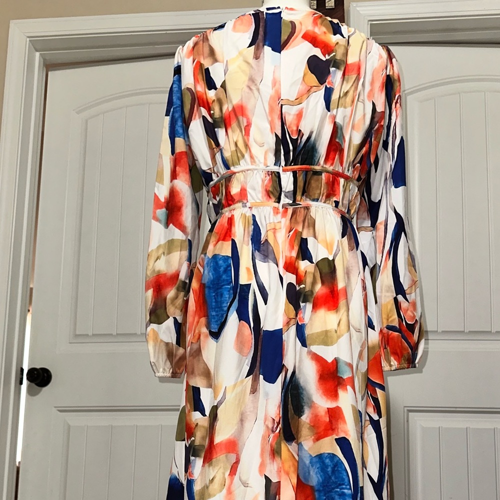 Free flowing floral maxi dress size large, no stretch - Picture 10 of 12
